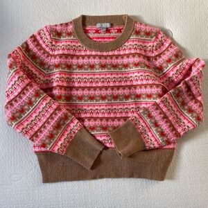 NWOT J Crew fair isle heart sweater size M cropped never worn